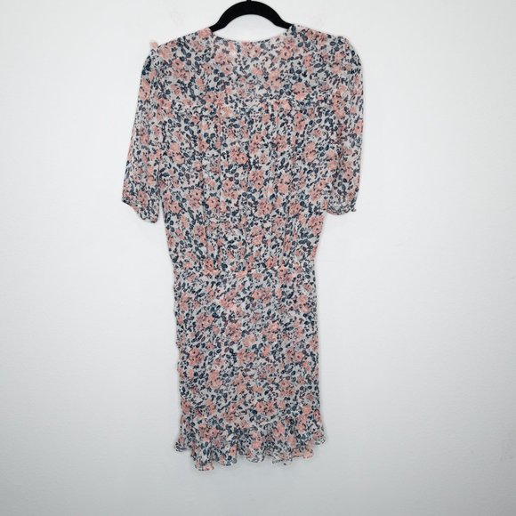 Veronica Beard Dakota Dress Gardenia Floral Print Ruched Mini Silk N14 - Picture 4 of 9